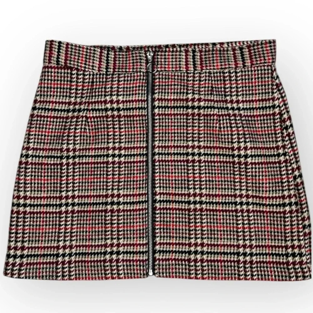Forever 21 Plaid Flannel Mini Skirt Size 29 Multicolor Short Zip Up